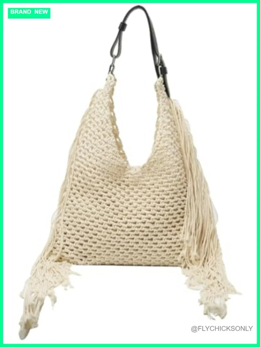 Large Knit Hobo Purse - Crochet Woven Shoulder Bag - Bohemian Tote